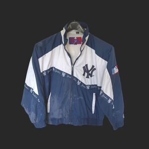 90's Pro Player New York Yankees Windbreaker Jacket Kids Large‎ Navy MLB Zip Up